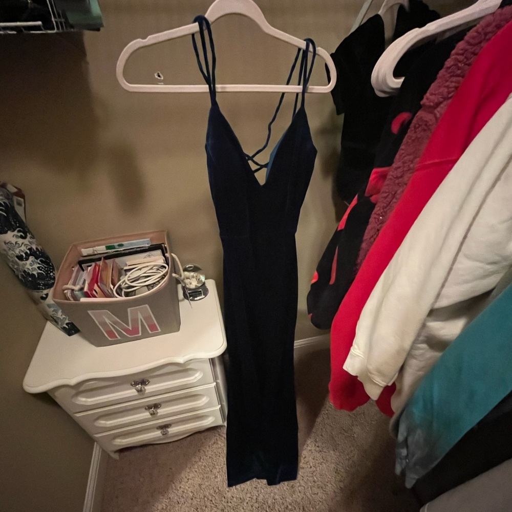 Beautiful blue velvet long dress